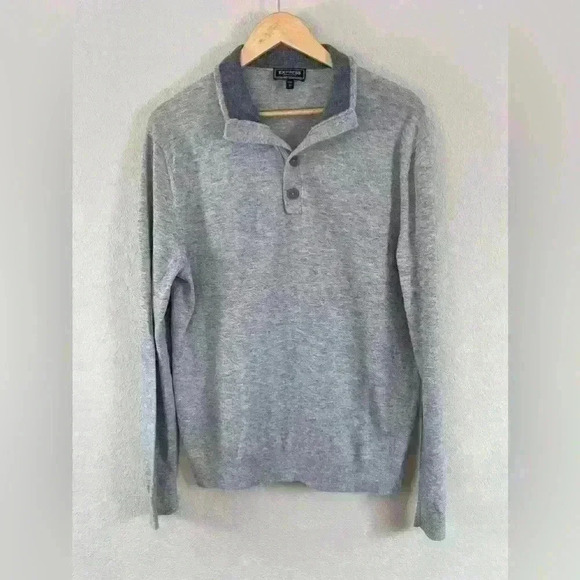 Express Merino Blend Gray Button Sweater Men's Large - Picture 1 of 10